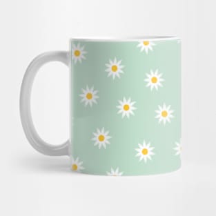 Daisy Flower Pattern, Green Mug